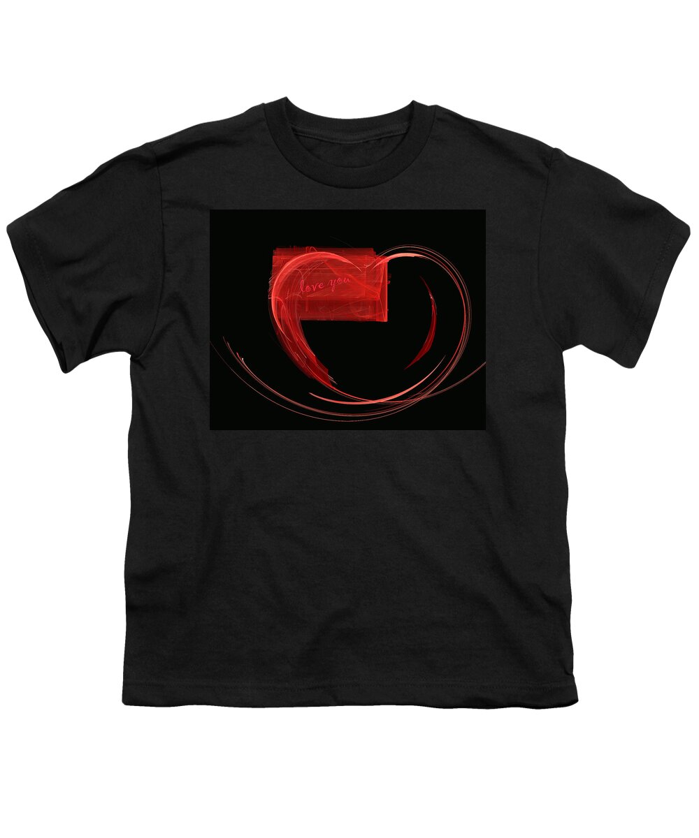 Valentine Day Youth T-Shirt featuring the painting Love Letter fine fractal art by Georgeta Blanaru