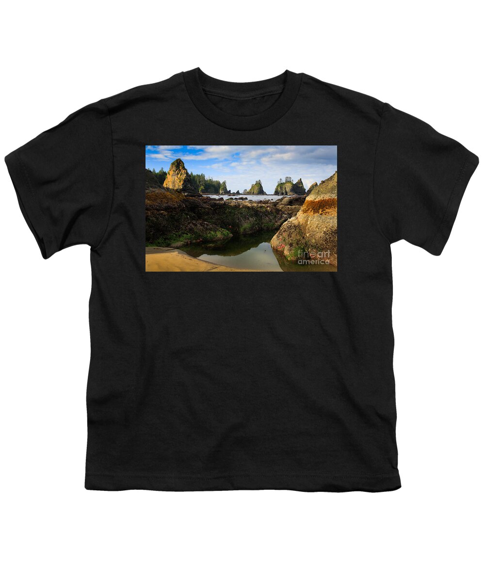 America Youth T-Shirt featuring the photograph Low Tide at the Arches by Inge Johnsson