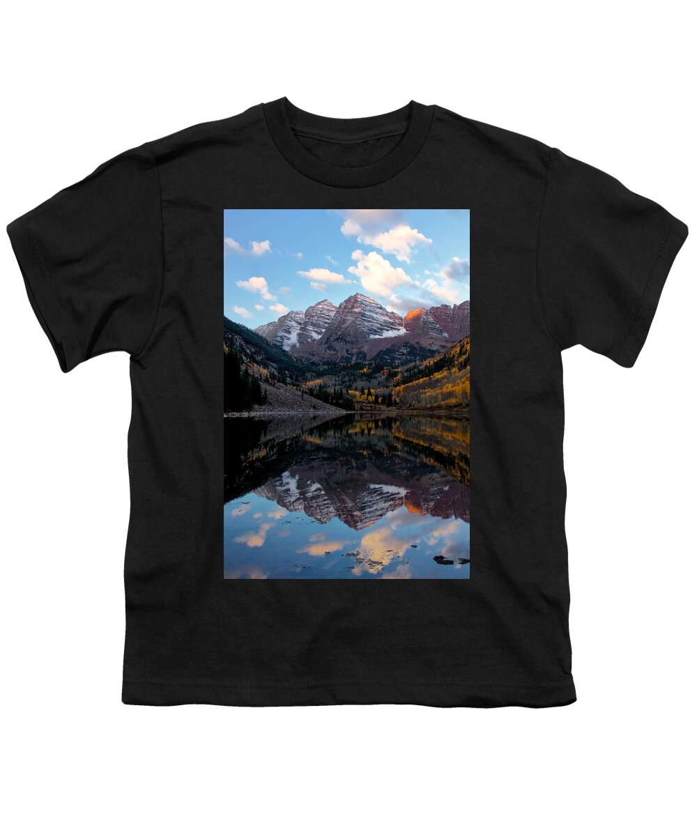 Maroon Bells Youth T-Shirt featuring the photograph Maroon Bells by Ronda Kimbrow
