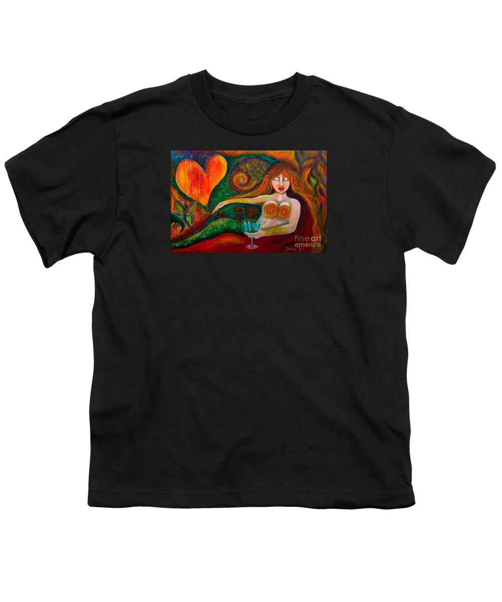 Mermaid Art Youth T-Shirt featuring the painting Mermaid Musing by Deborha Kerr