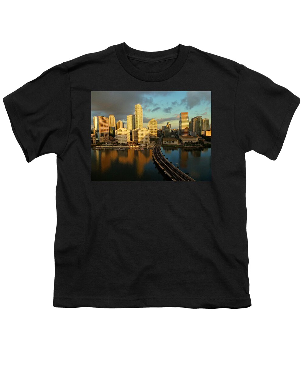 Downtown Miami Florida Youth T-Shirt featuring the photograph Miami Florida by Movie Poster Prints
