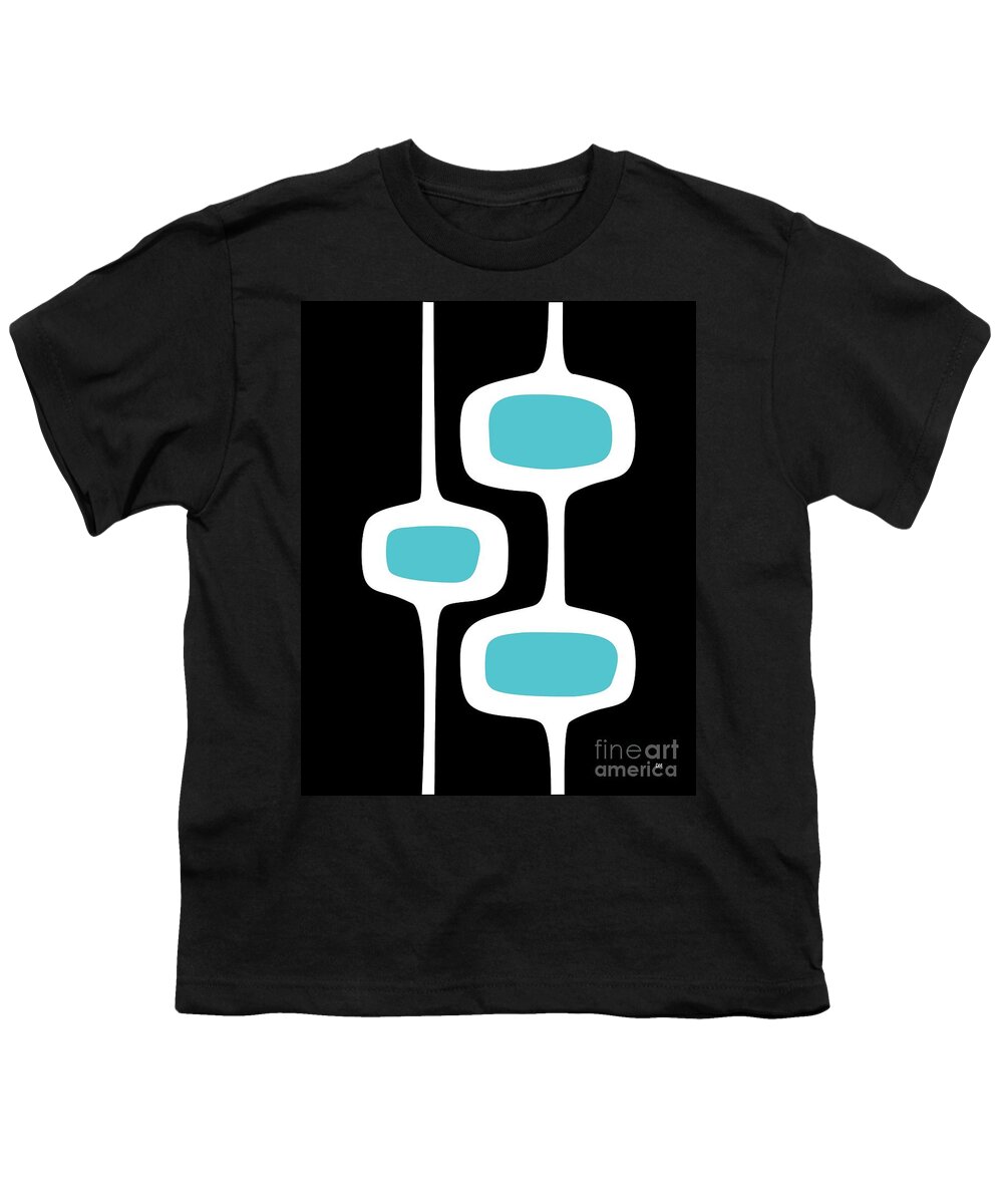 Black Youth T-Shirt featuring the digital art Mod Pod 2 White on Black by Donna Mibus