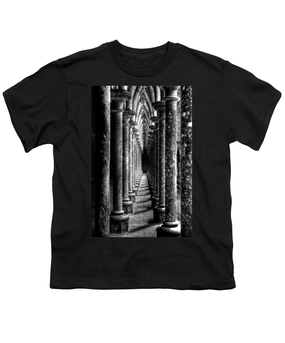 Mont St Michel Youth T-Shirt featuring the photograph Mont St Michel Pillars by Nigel R Bell