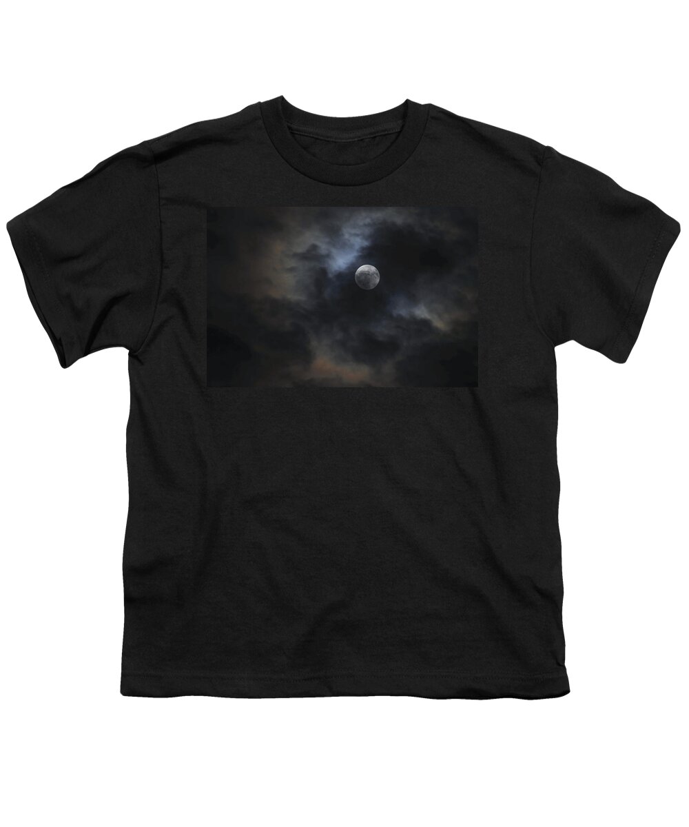 Moon And Clouds Youth T-Shirt featuring the photograph Moon and Clouds by Terry DeLuco