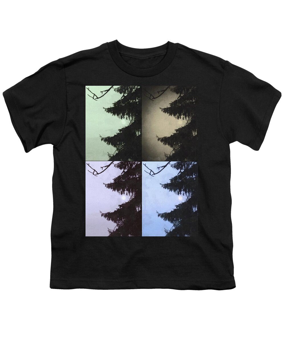 Moon Youth T-Shirt featuring the photograph Moon and Tree by Photographic Arts And Design Studio