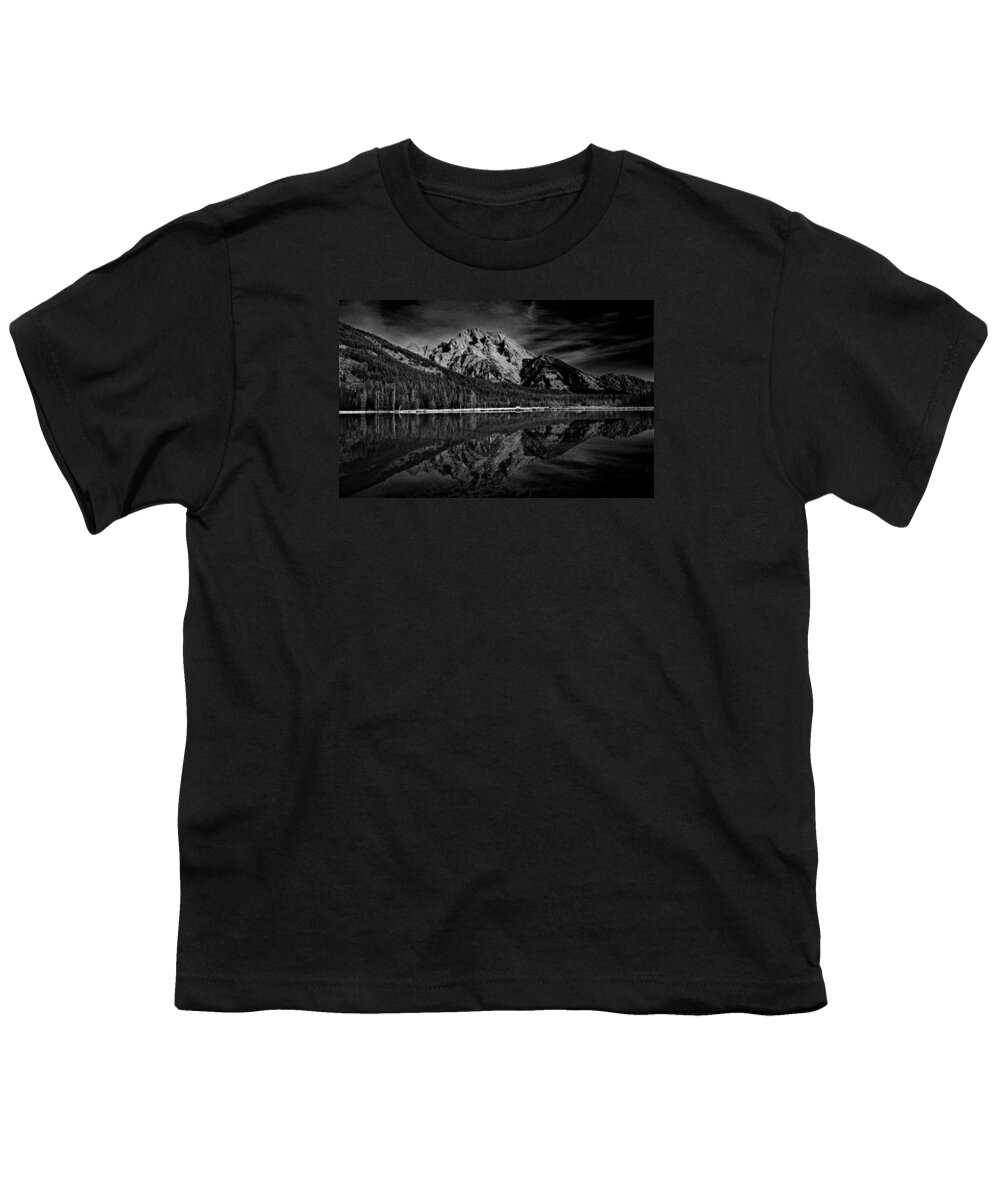Mount Moran In Black And White Youth T-Shirt featuring the photograph Mount Moran in Black and White by Raymond Salani III