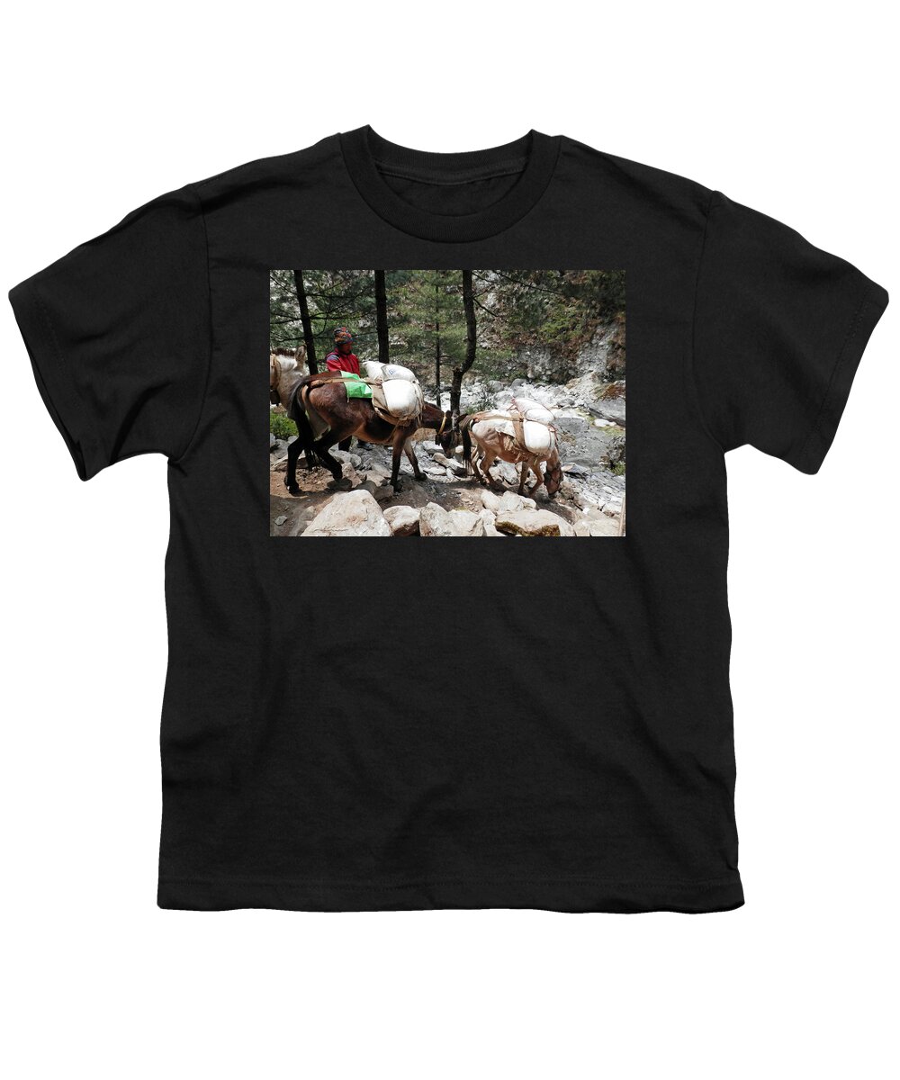 Mule Youth T-Shirt featuring the photograph Mule Train 2 by Pema Hou