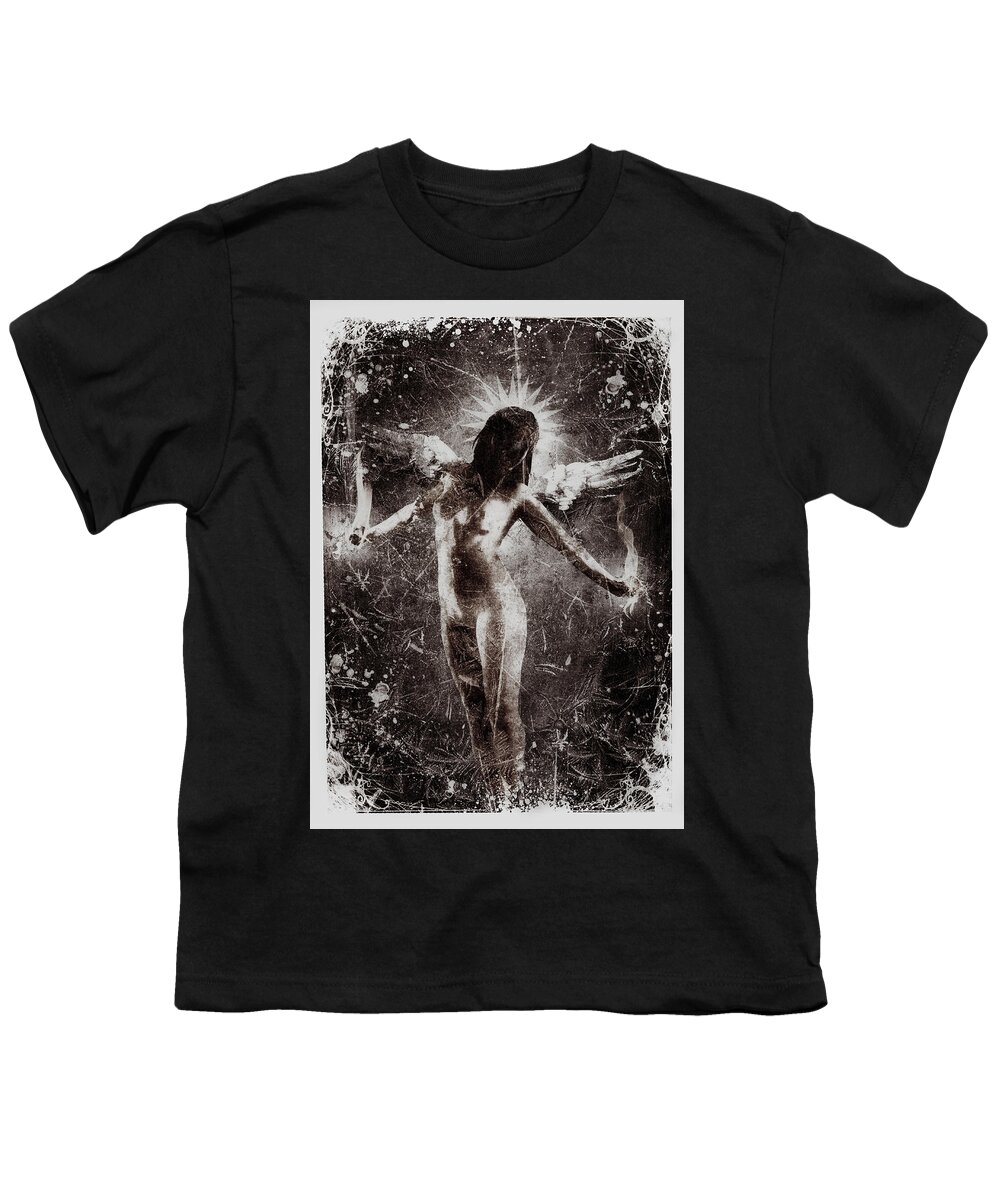 Angel Youth T-Shirt featuring the mixed media My Fragile Wings by Jarno Lahti