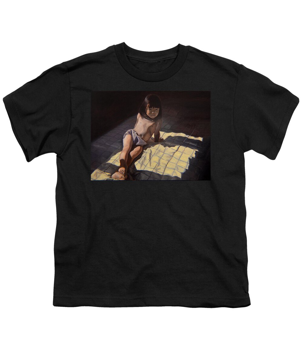 Figure Youth T-Shirt featuring the painting My little cheese cake - Wah Zhee Tah by Thu Nguyen