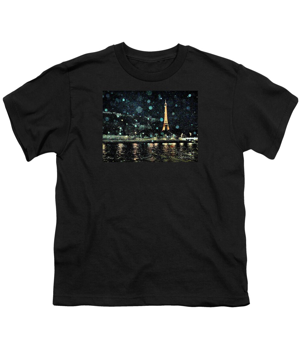 Paris Youth T-Shirt featuring the digital art My Van Gogh Eiffel Tower by Jennie Breeze