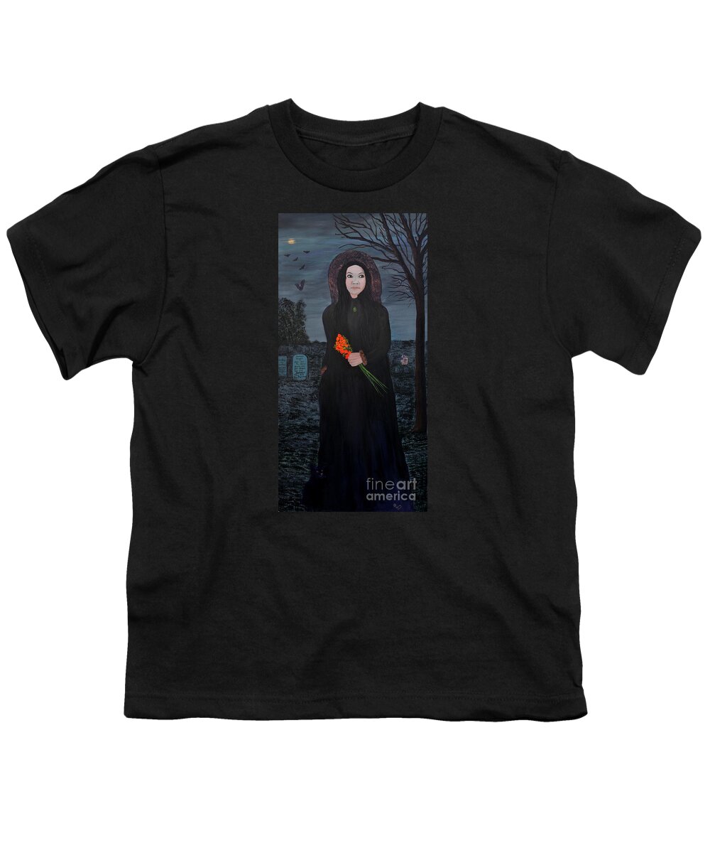 Gothic Youth T-Shirt featuring the painting Mystery by Myrna Walsh