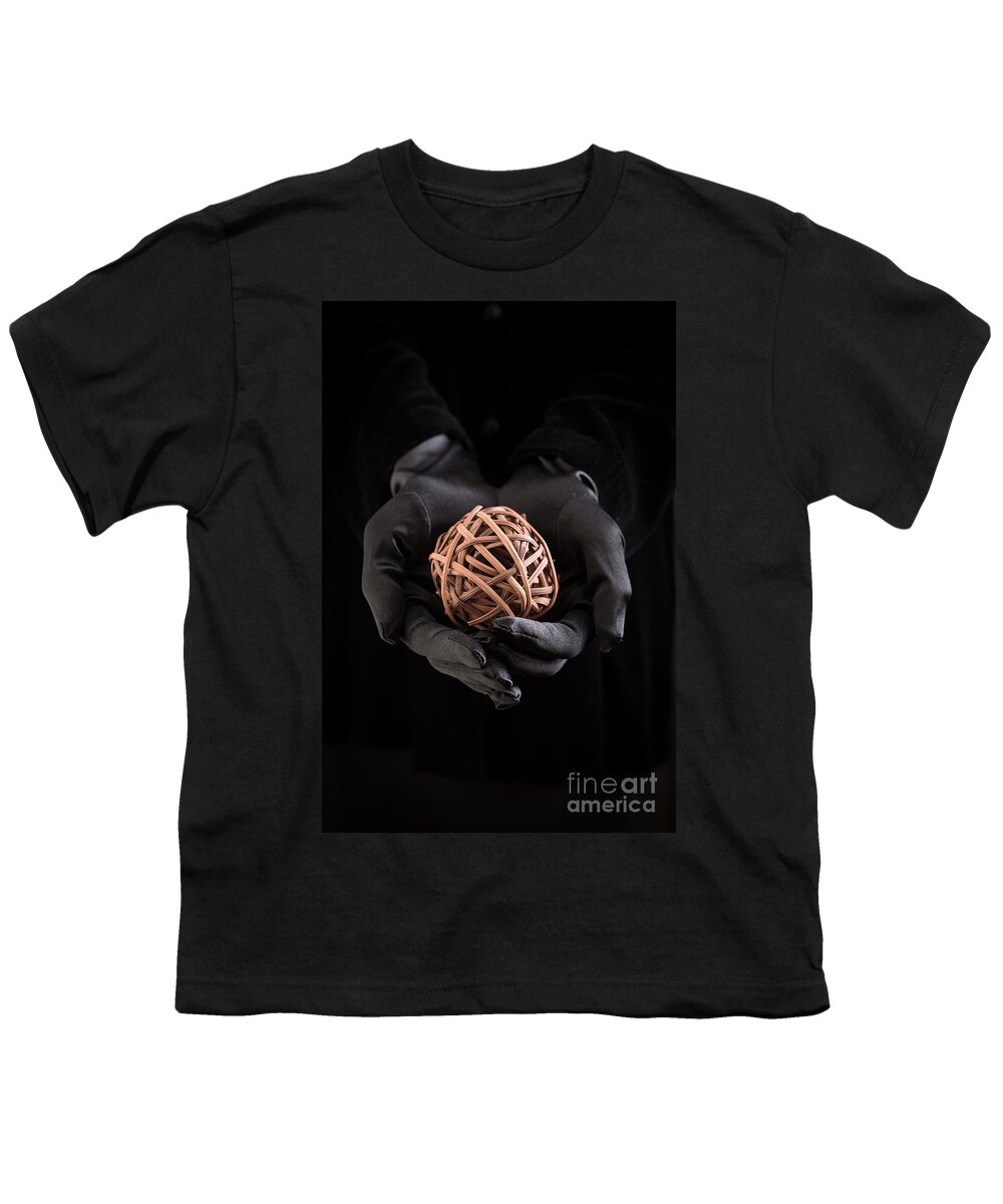 Book Youth T-Shirt featuring the photograph Mystical hands holding a woven ball by Edward Fielding