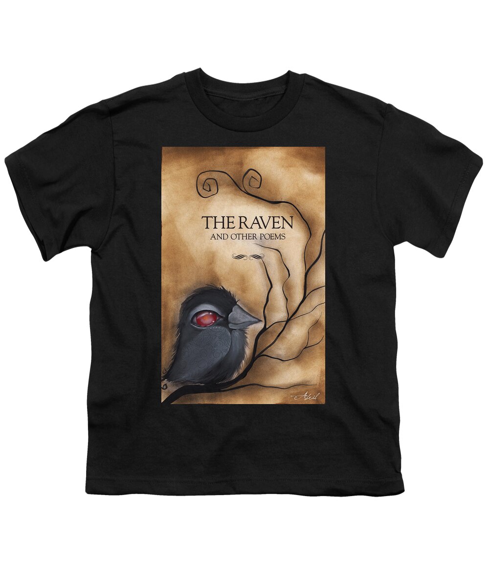 Crow Youth T-Shirt featuring the painting Nevermore #2 by Abril Andrade