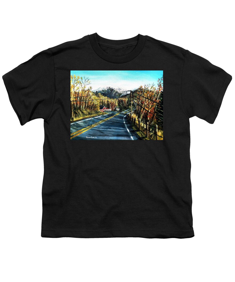 Road Youth T-Shirt featuring the painting New England Drive by Shana Rowe Jackson