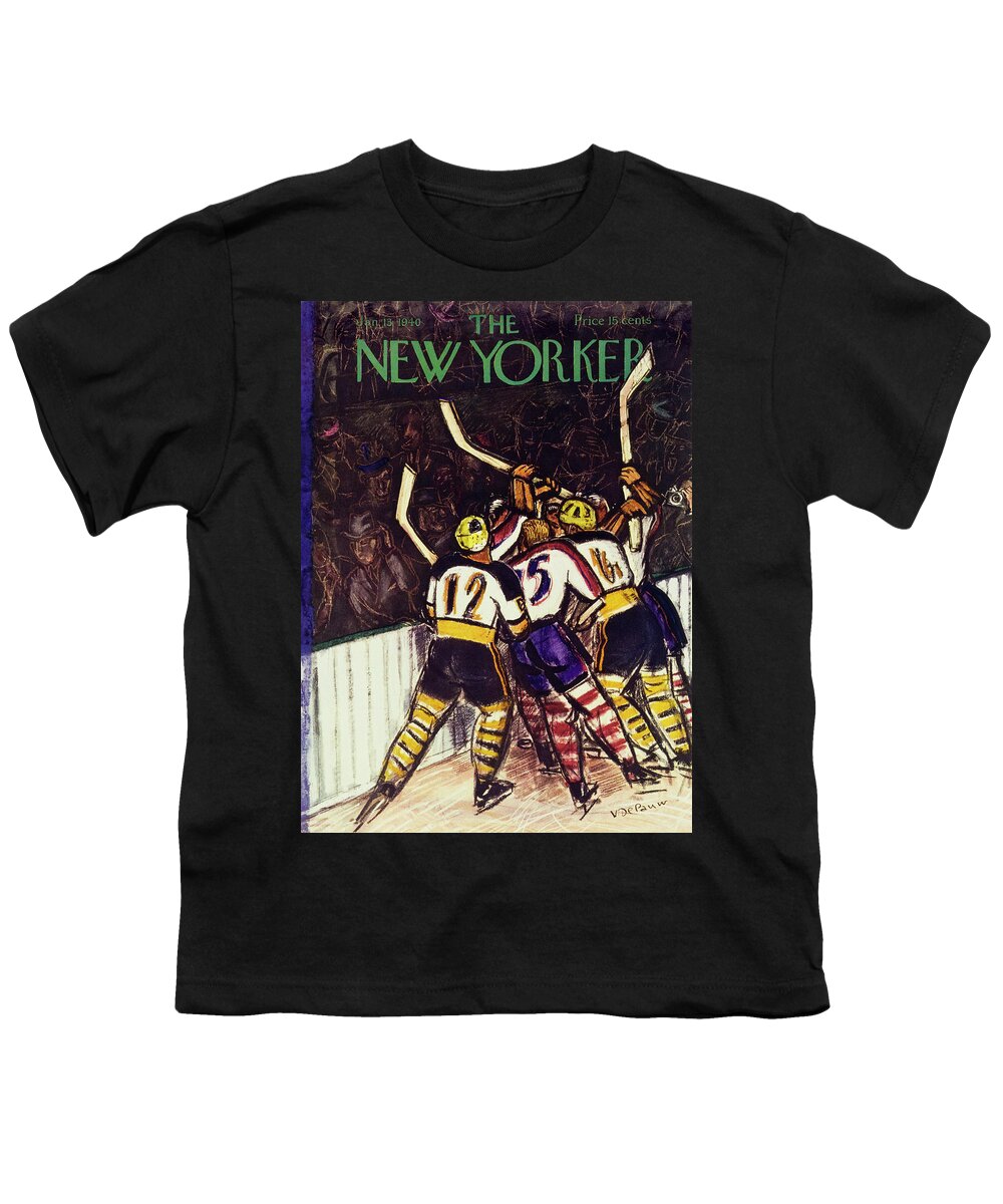 Sport Youth T-Shirt featuring the painting New Yorker January 13 1940 by Victor De Pauw