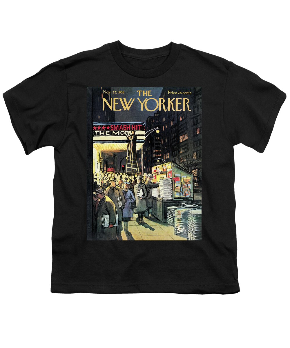 Entertainment Youth T-Shirt featuring the painting New Yorker November 22nd, 1958 by Arthur Getz