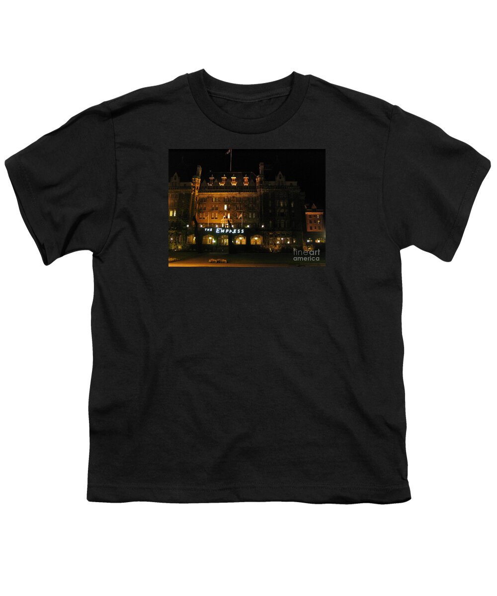 Night Youth T-Shirt featuring the photograph Night at The Empress Hotel by Vivian Martin