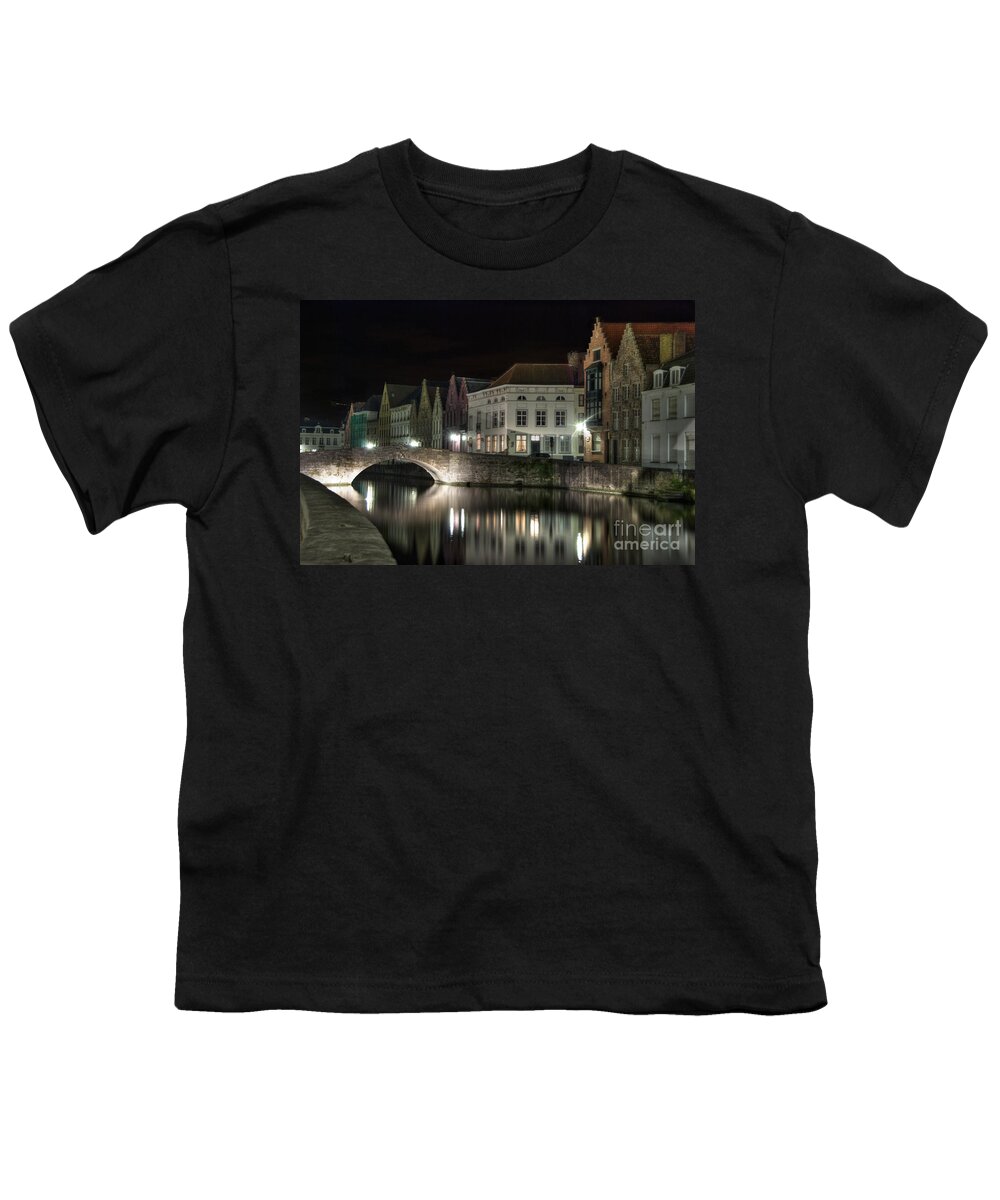 Architecture Youth T-Shirt featuring the photograph Night Time on the Canal by Juli Scalzi