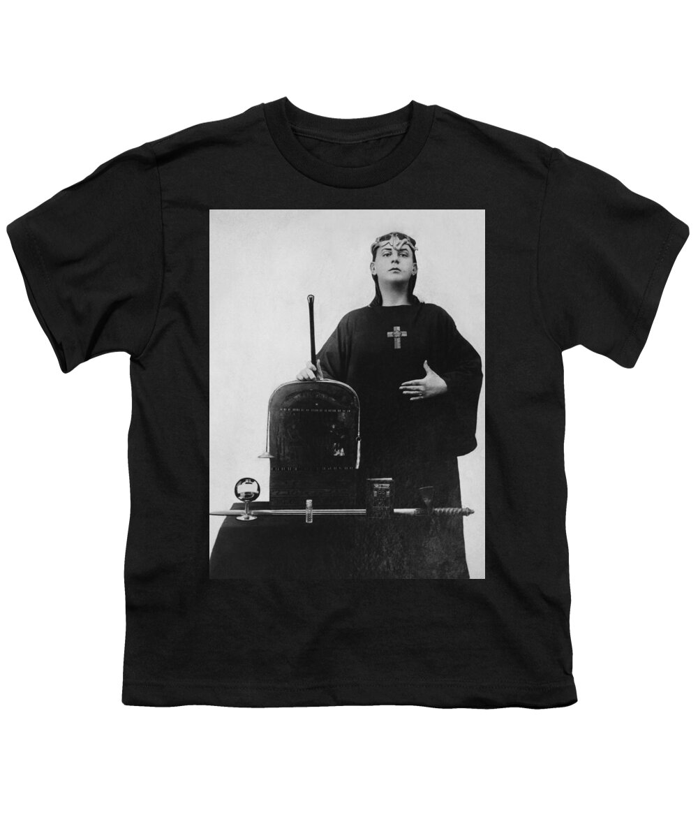 1 Person Youth T-Shirt featuring the photograph Occultist Aleister Crowley by Underwood Archives
