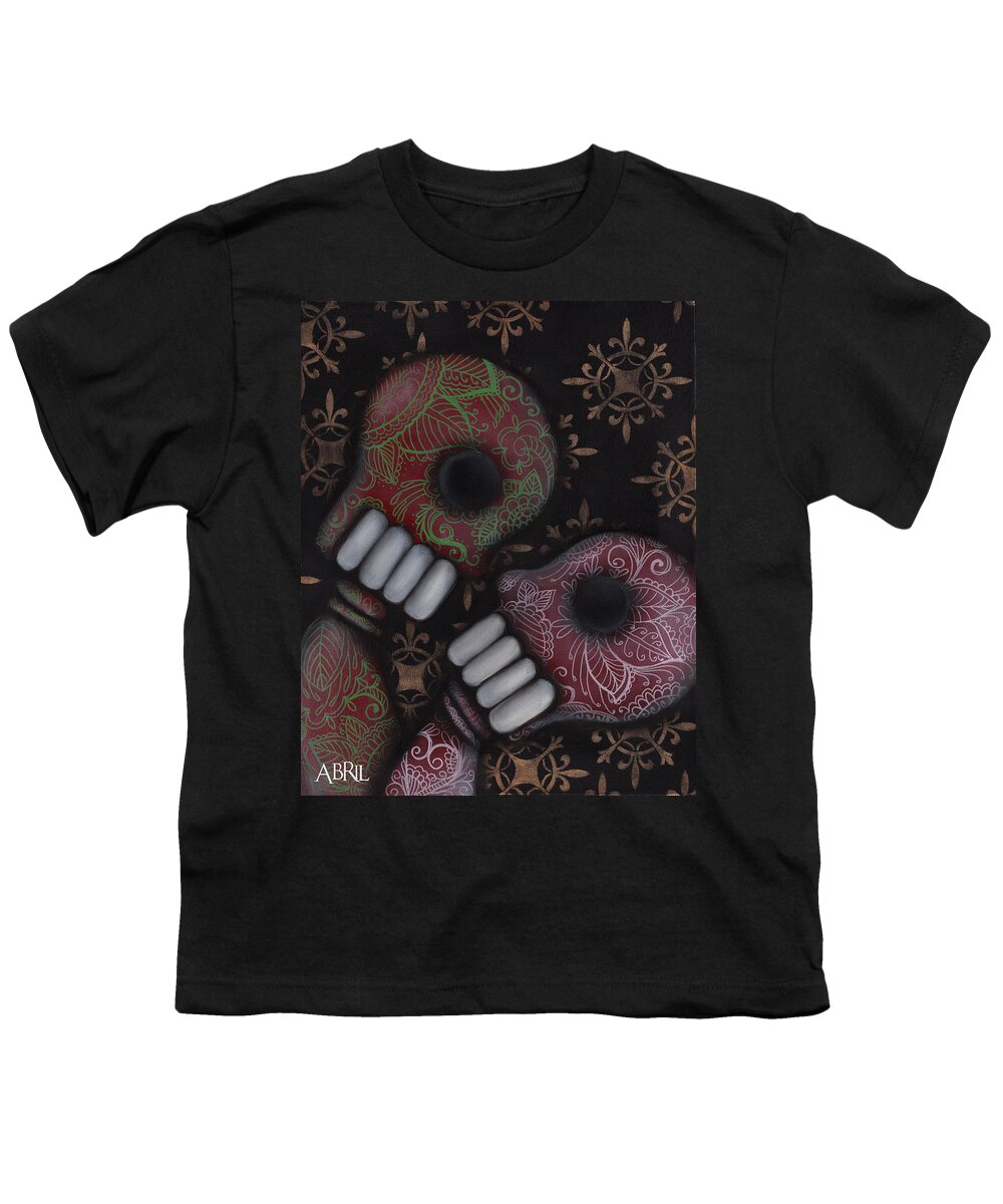 Day Of The Dead Youth T-Shirt featuring the painting Oh el Amor by Abril Andrade