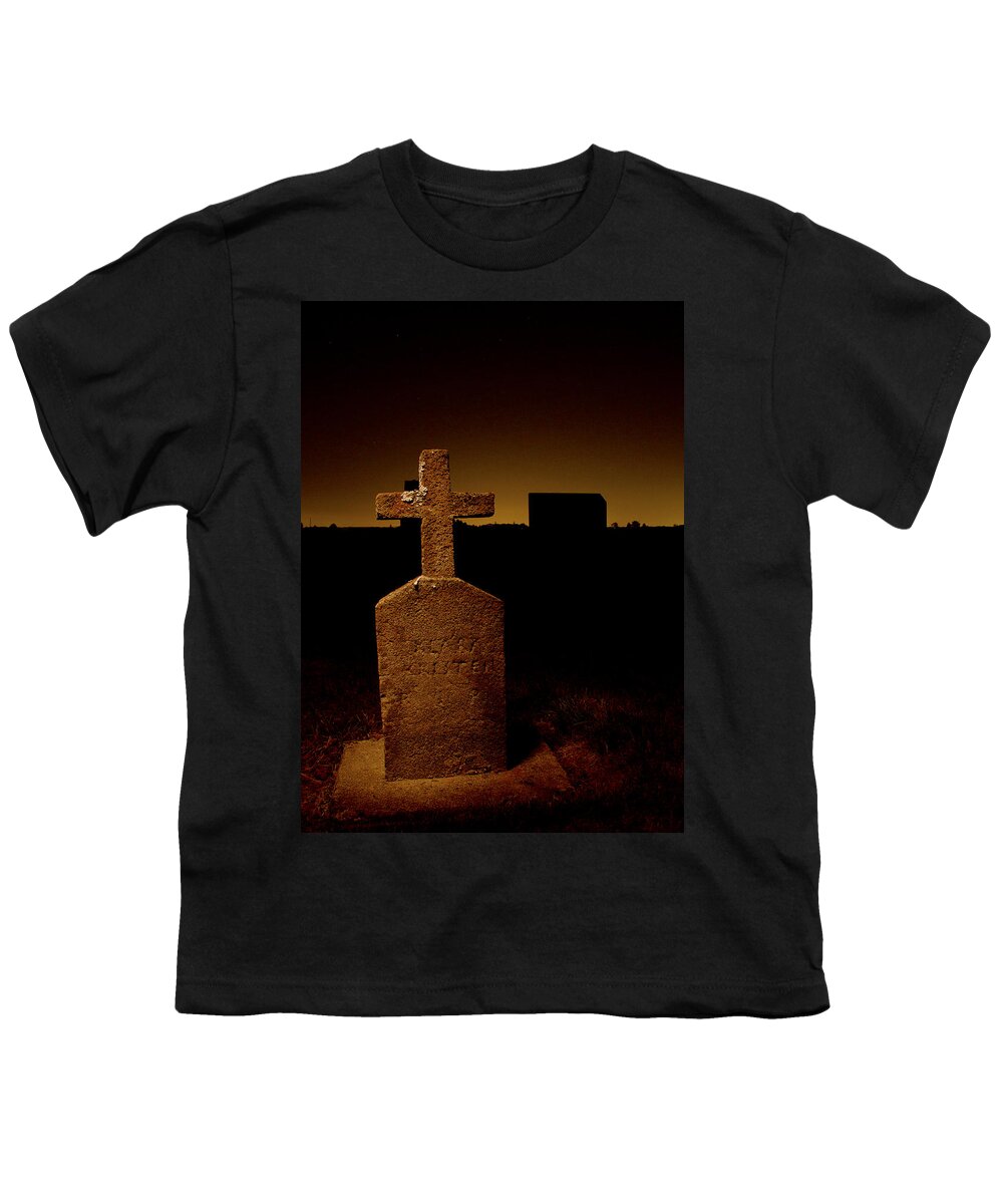 Oregon Youth T-Shirt featuring the photograph Painted Cross in Graveyard by Jean Noren