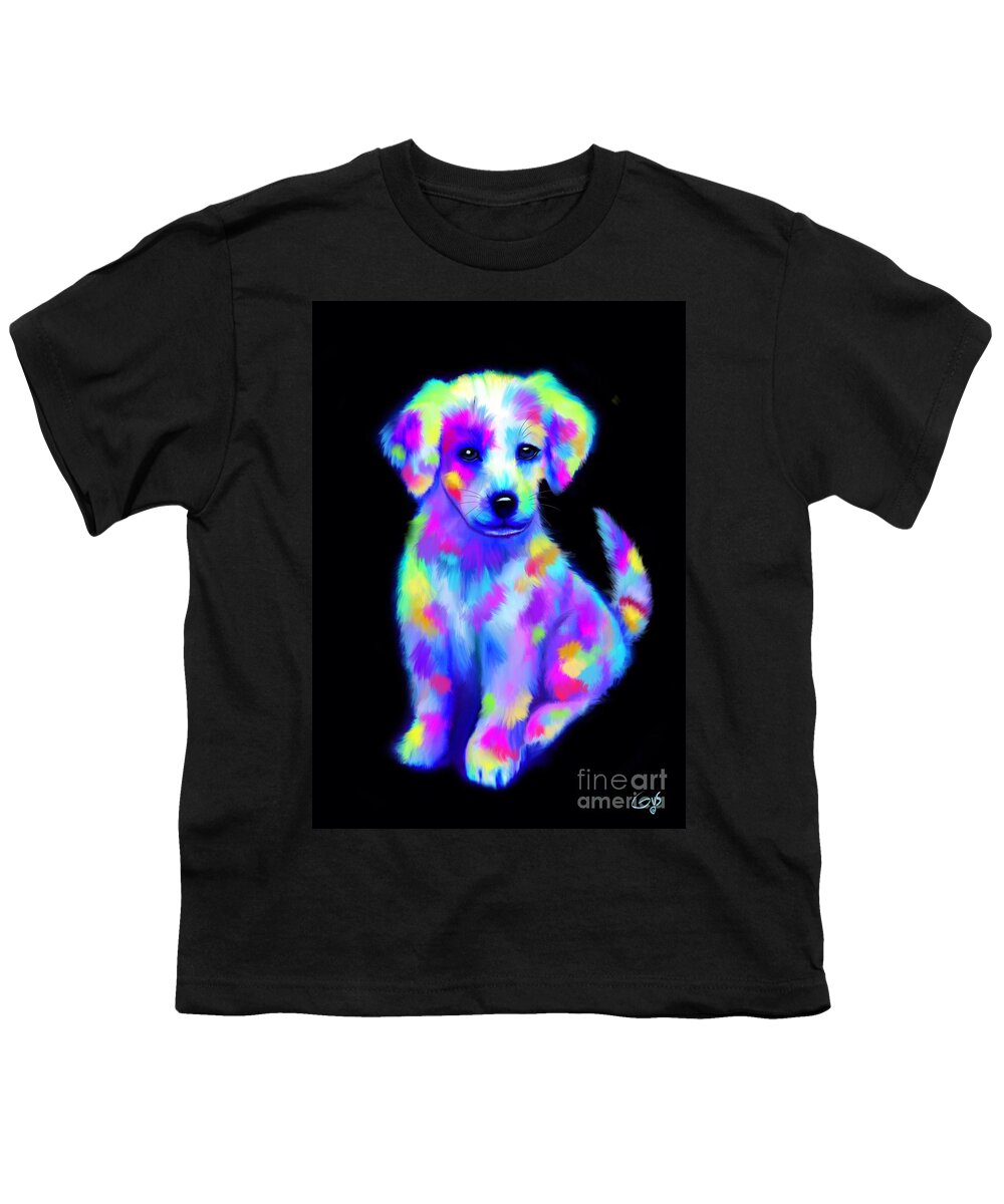 Colorful Critter Youth T-Shirt featuring the painting Painted Pup 2 by Nick Gustafson