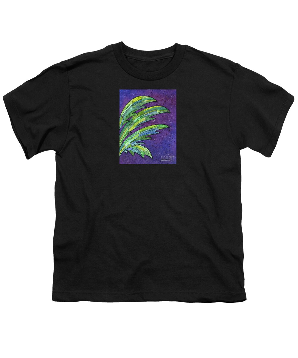 Palm Youth T-Shirt featuring the painting Palms Against the Night Sky by Diane Thornton
