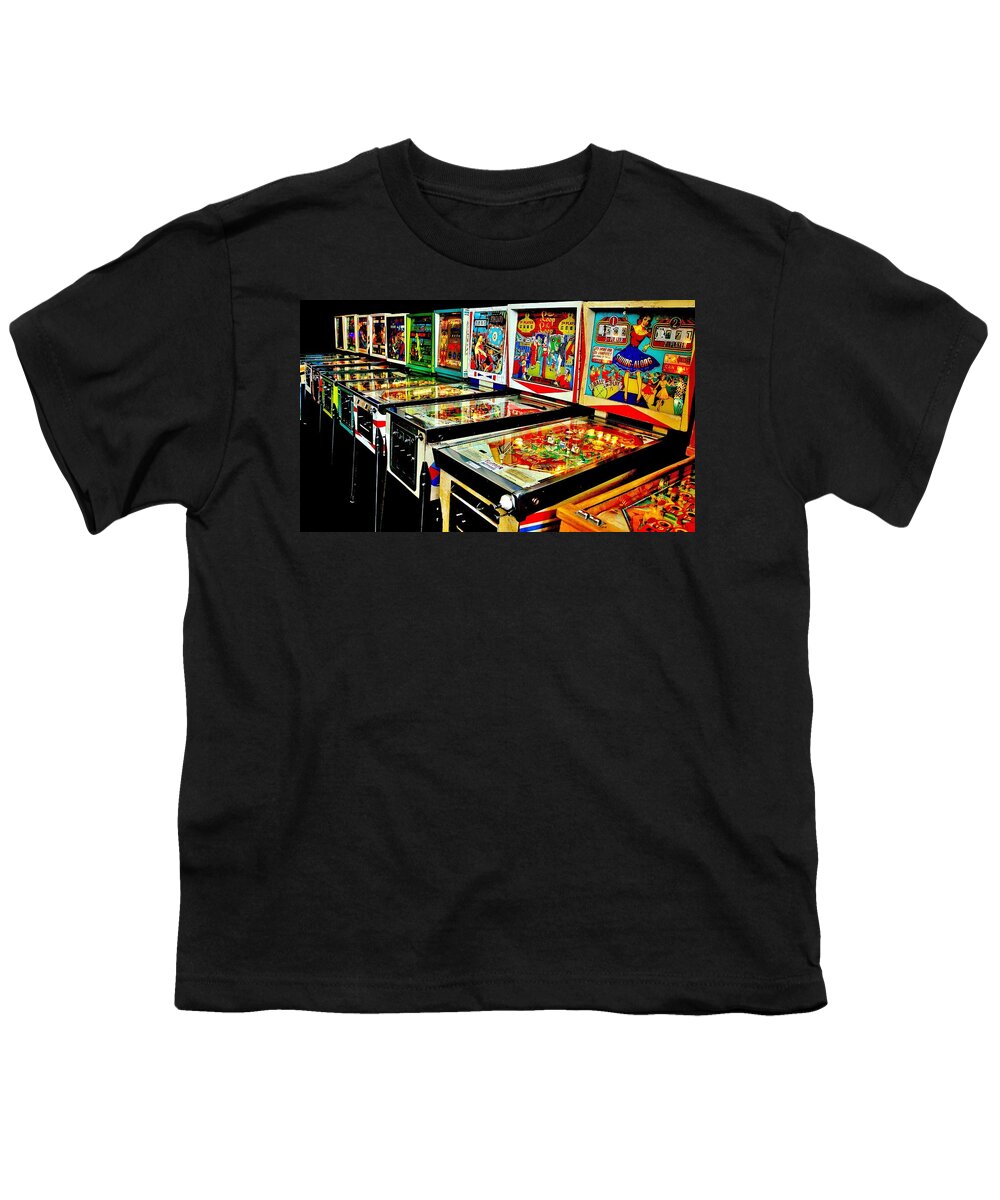 Pinball Youth T-Shirt featuring the photograph Pinball Alley by Benjamin Yeager