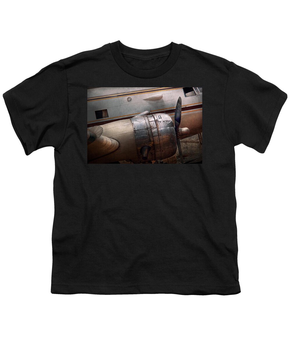 Plane Youth T-Shirt featuring the photograph Plane - A little rough around the edges by Mike Savad