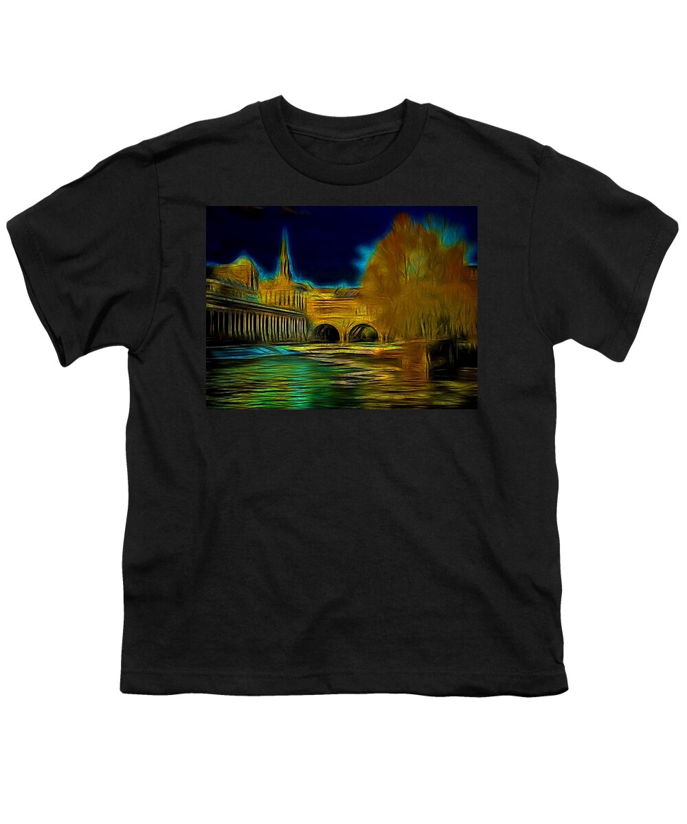 Pulteney Bridge Youth T-Shirt featuring the photograph Pulteney bridge 1 by Ron Harpham