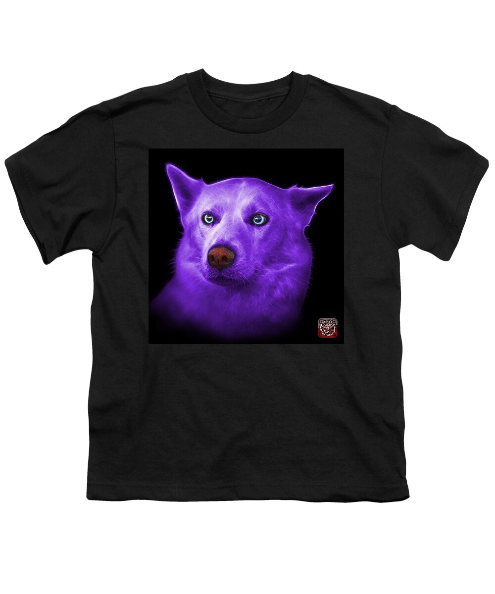 Siberian Husky Youth T-Shirt featuring the painting Purple Mila - Siberian Husky - 2103 - BB by James Ahn