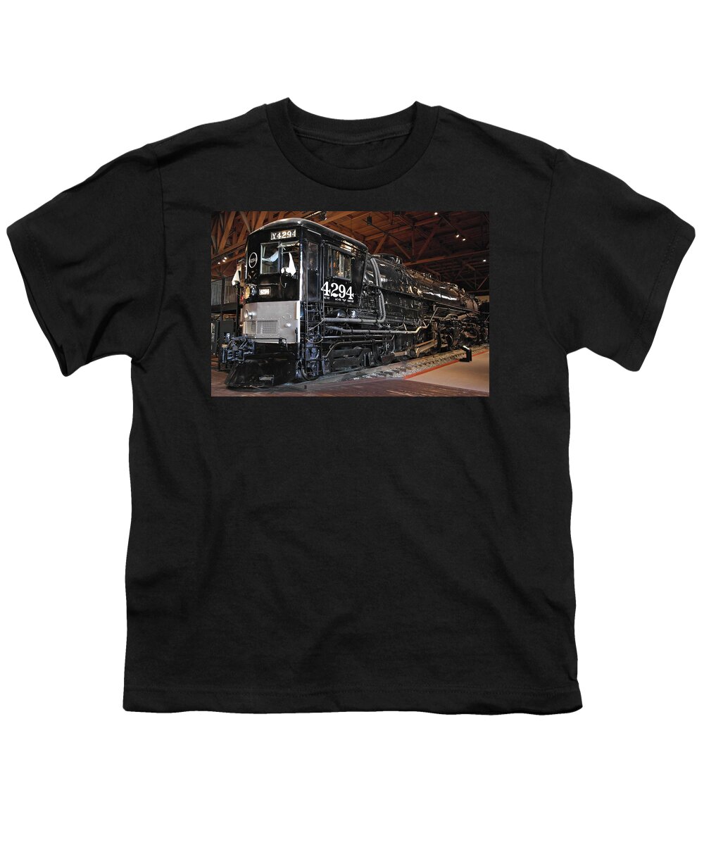 California State Train Museum Youth T-Shirt featuring the photograph Southern Pacific Cab Forward Railroad Engine No 4294 by Michele Myers