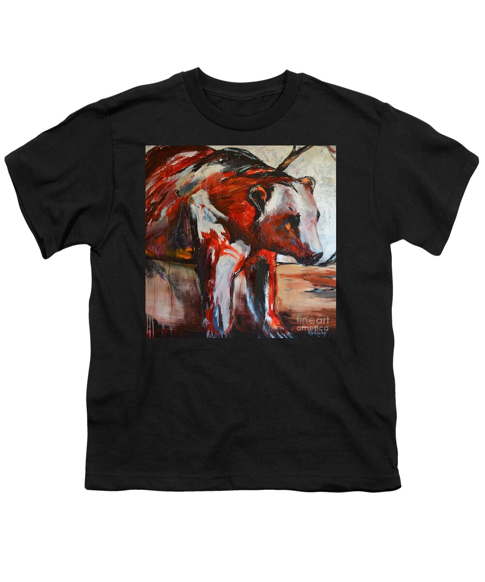 Horse Youth T-Shirt featuring the painting Red Bear by Cher Devereaux