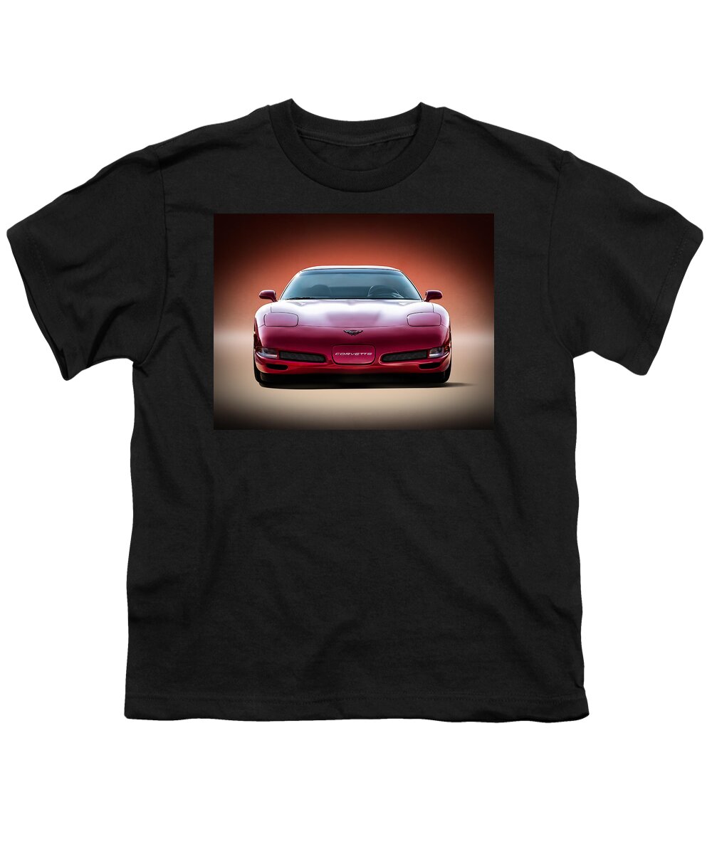 Corvette Youth T-Shirt featuring the digital art Red by Douglas Pittman