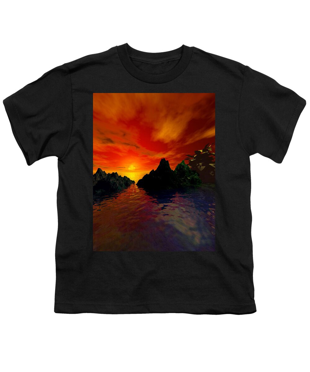 Red Sky Youth T-Shirt featuring the digital art Red Sky by Kim Prowse