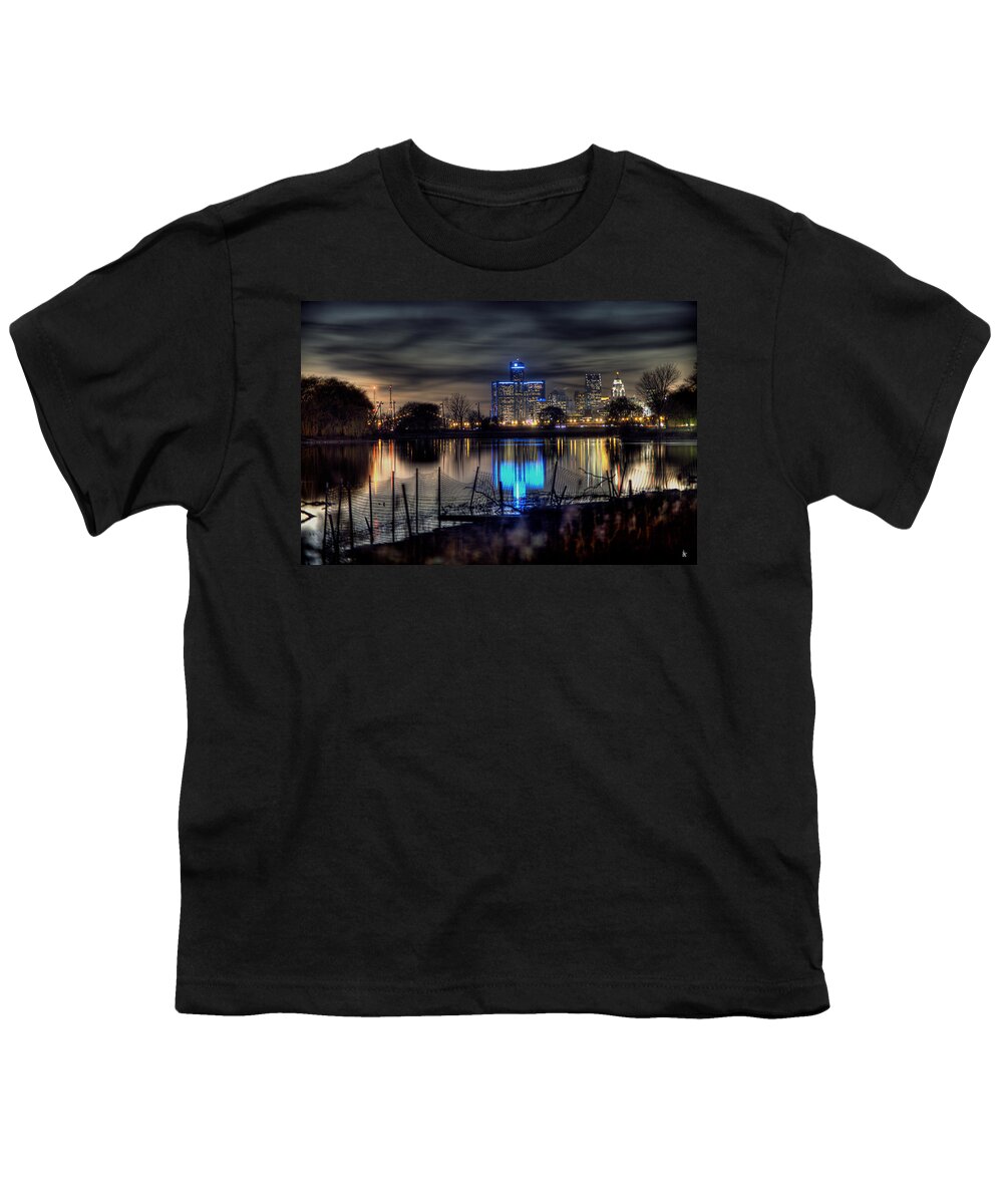 Detroit Michigan Youth T-Shirt featuring the photograph Reflection Of The Heart Of Detroit MI by A And N Art