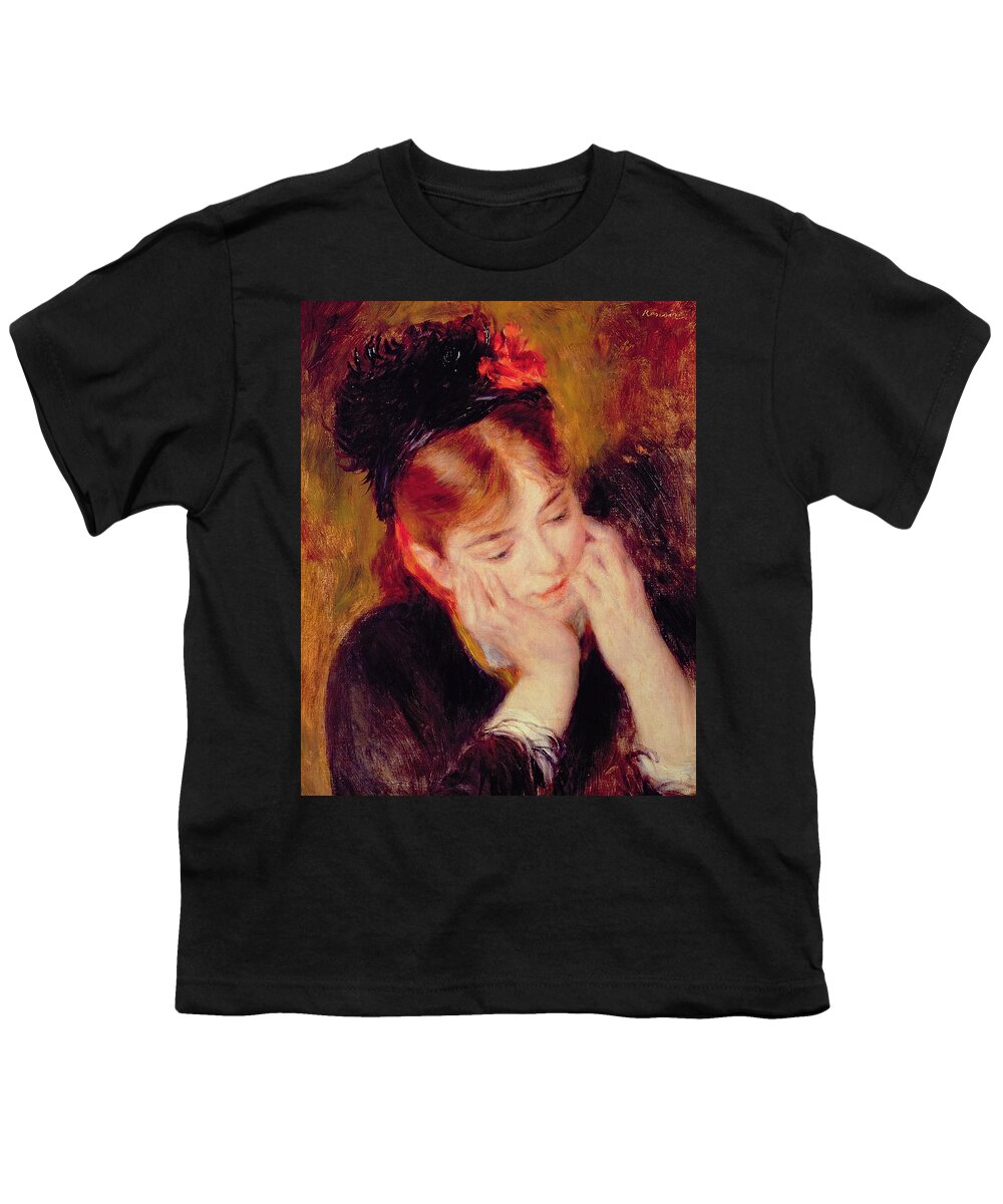 Reflection Youth T-Shirt featuring the painting Reflection by Pierre Auguste Renoir