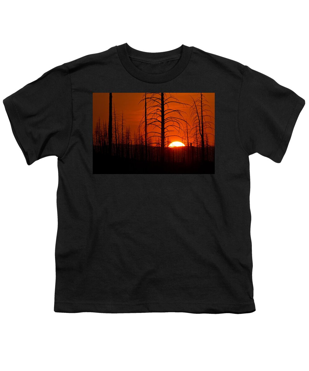 Buffalo Creek Fire Photograph; Buffalo Creek Fire Canvas Print; Red Sun Photograph Youth T-Shirt featuring the photograph Requiem for a Forest by Jim Garrison
