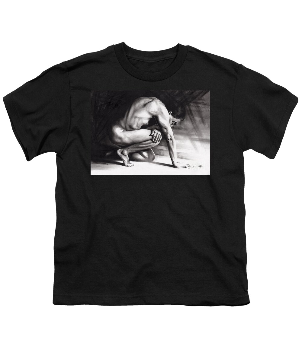 Figurative Youth T-Shirt featuring the drawing Resting Il by Paul Davenport