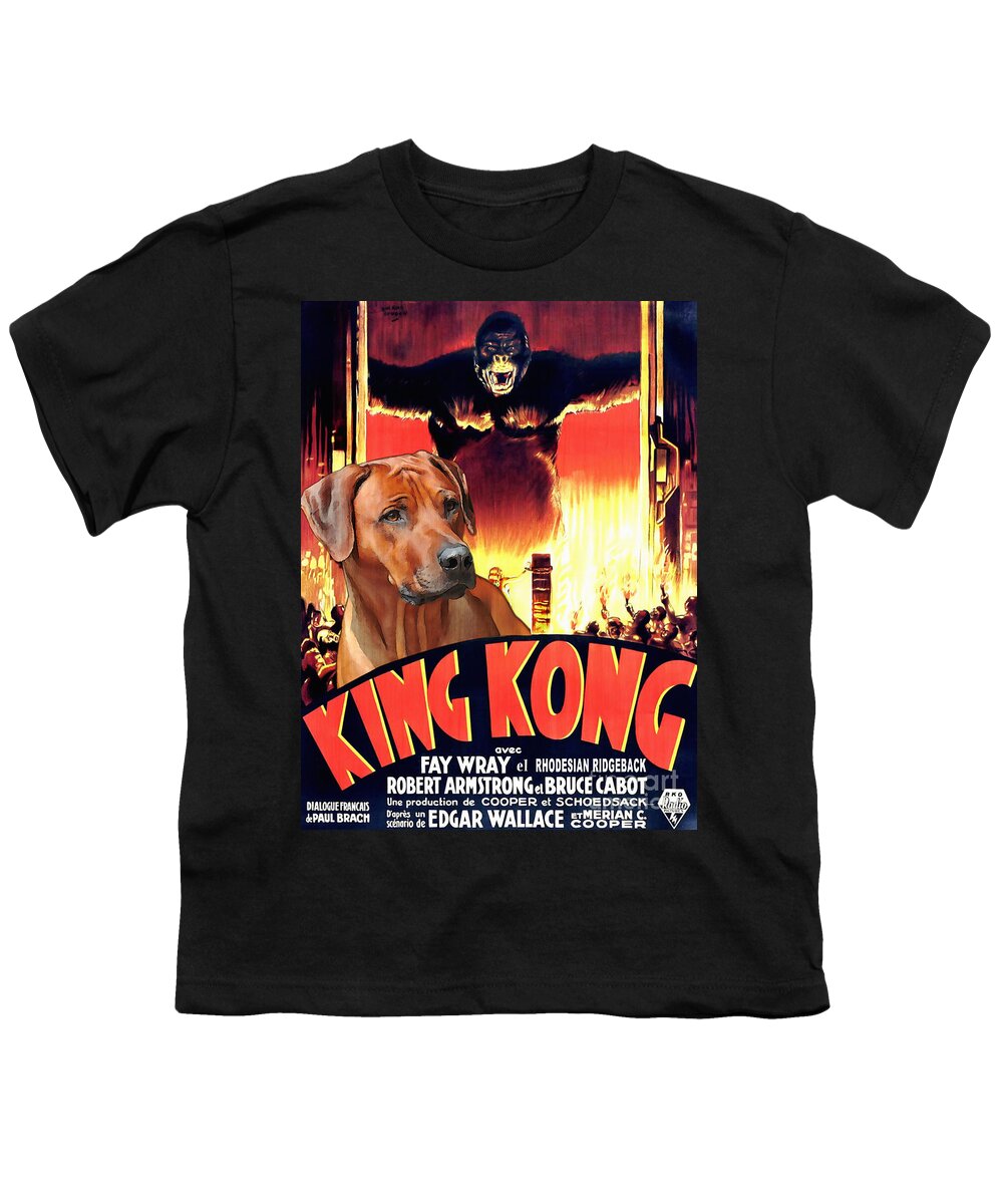 Rhodesian Ridgeback Youth T-Shirt featuring the painting Rhodesian Ridgeback Art Canvas Print - King Kong Movie Poster by Sandra Sij