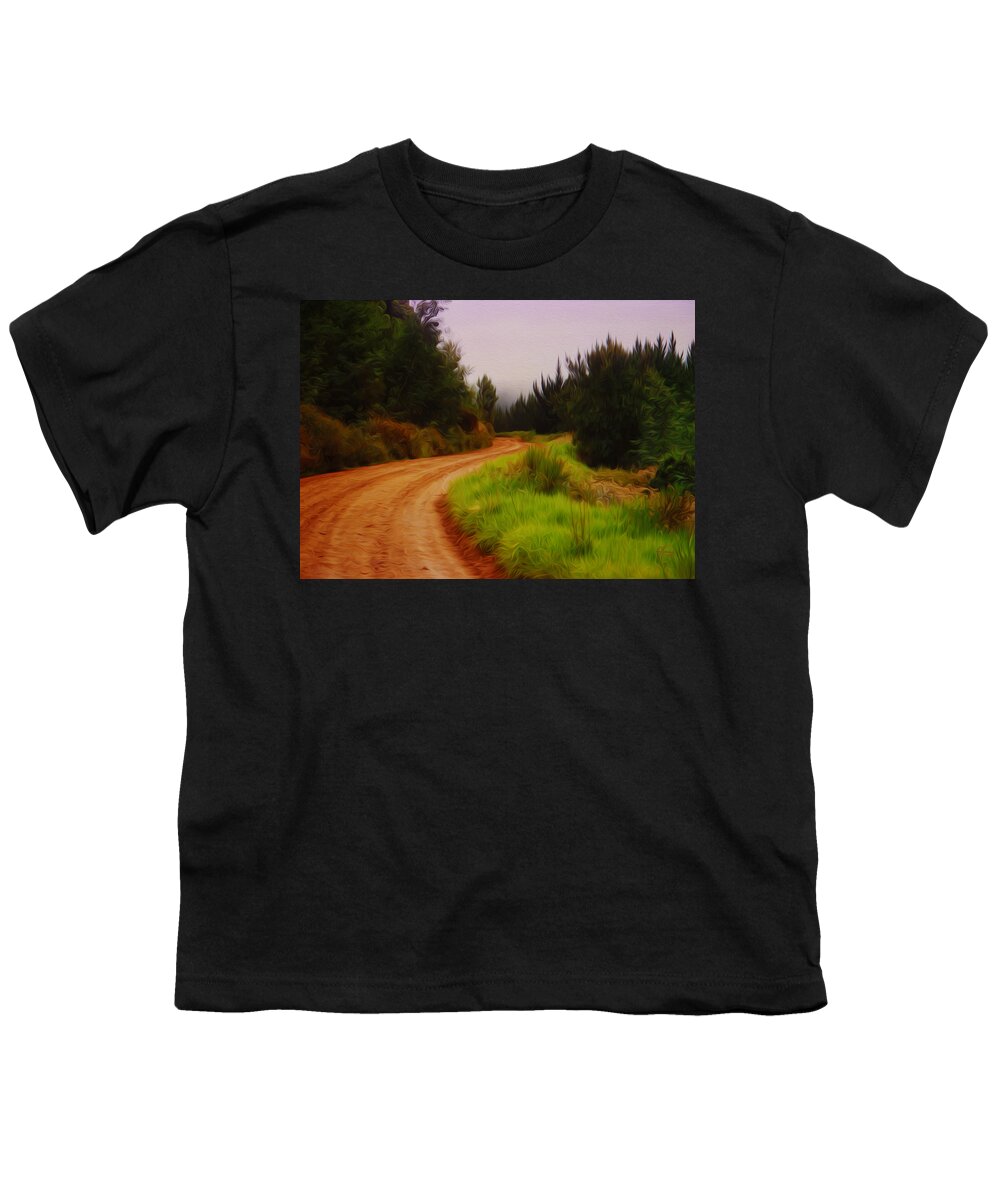 Rural Road Youth T-Shirt featuring the digital art Road to Uniondale by Vincent Franco
