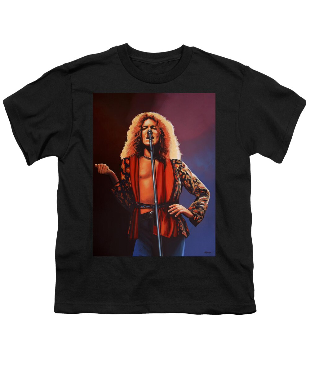Robert Plant Youth T-Shirt featuring the painting Robert Plant 2 by Paul Meijering