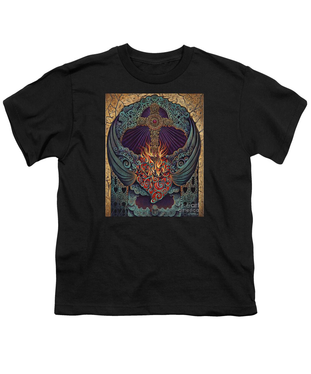 Sacred Youth T-Shirt featuring the painting Sacred Heart by Ricardo Chavez-Mendez