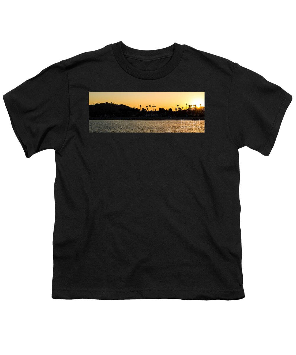 Santa Barbara Youth T-Shirt featuring the photograph Santa Barbara Sunset From Wharf by Suzanne Luft