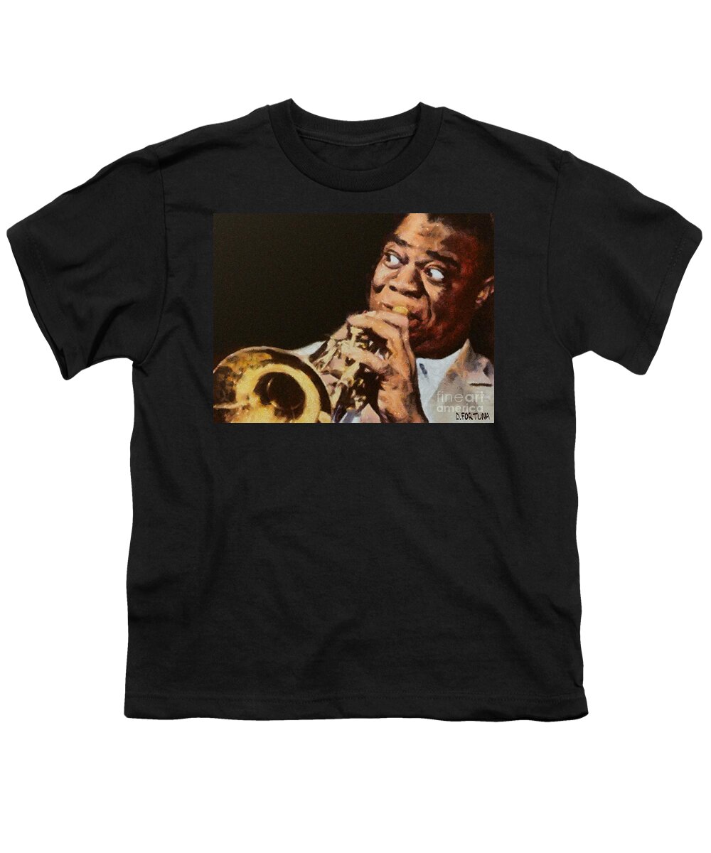  Jazz Trumpeter Youth T-Shirt featuring the painting Satchmo by Dragica Micki Fortuna