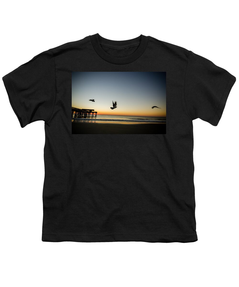 Georgia Youth T-Shirt featuring the photograph Seagulls Taking Flight by Anthony Doudt