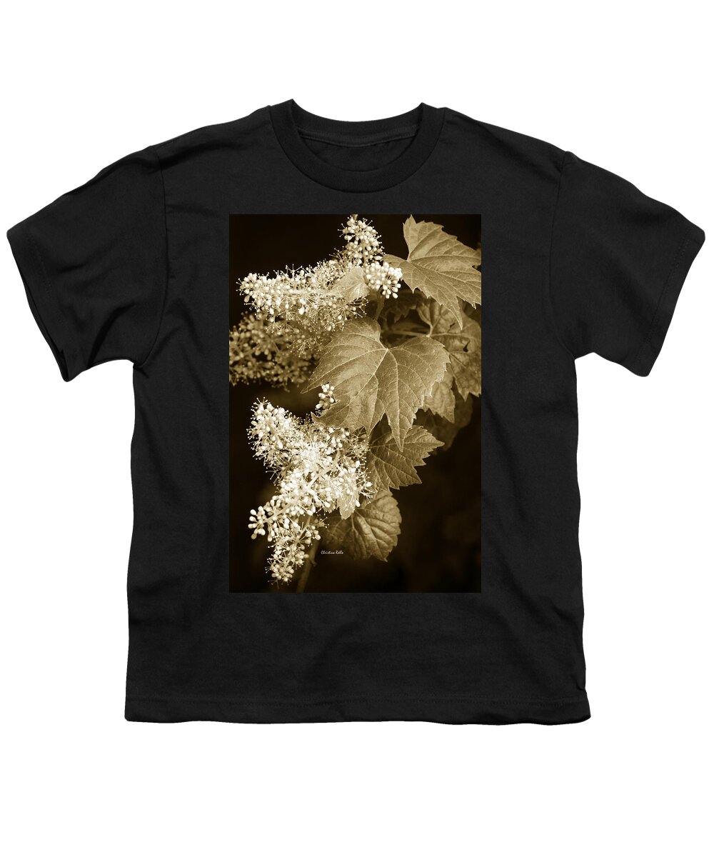 Flowers Youth T-Shirt featuring the photograph Sepia Flower Vine by Christina Rollo