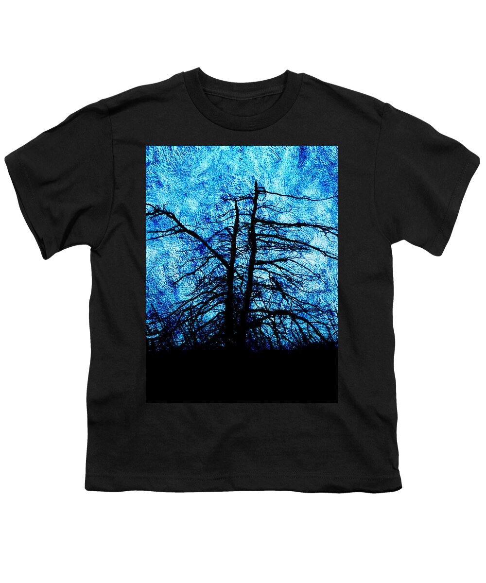 Shadow Youth T-Shirt featuring the photograph Shadow In Blue Swirls by Zinvolle Art