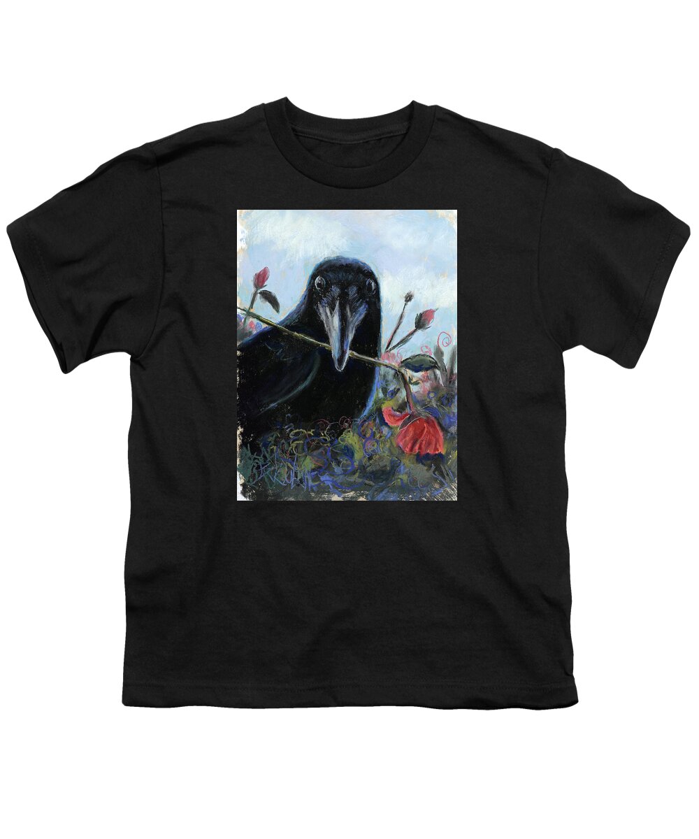 Raven Art Youth T-Shirt featuring the painting She Loves me She loves me not by Billie Colson