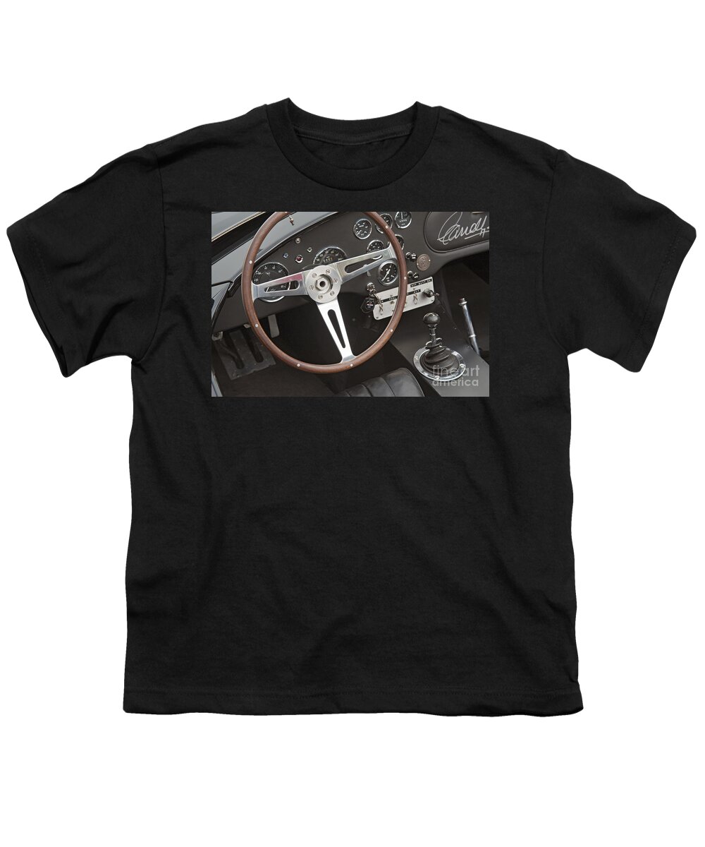 Shelby Motors Youth T-Shirt featuring the photograph Shelby Motors Roadster signed by Carroll Shelby by David Zanzinger